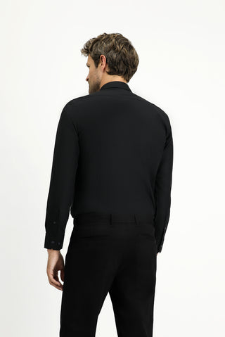  Siyah Uzun Kol Slim Fit Dar Kesim Pamuk Klasik Gömlek