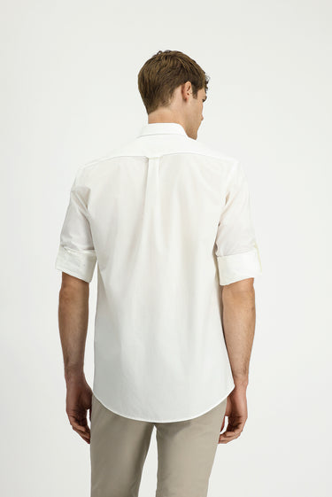 Beyaz Uzun Kol Regular Fit Düğmeli Yaka Pamuk Gömlek