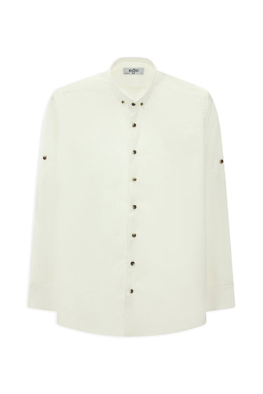 Beyaz Uzun Kol Regular Fit Düğmeli Yaka Pamuk Gömlek