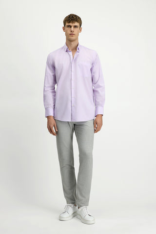  Toz Pembe Uzun Kol Klasik Pamuklu Bambu Gömlek-Ki??l?