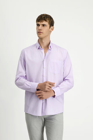  Toz Pembe Uzun Kol Klasik Pamuklu Bambu Gömlek-Ki??l?