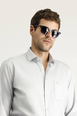  Orta Gri Uzun Kol Non Iron Saten Klasik Pamuklu Gömlek