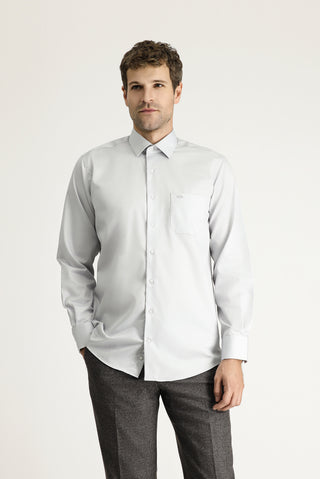  Orta Gri Uzun Kol Non Iron Saten Klasik Pamuklu Gömlek