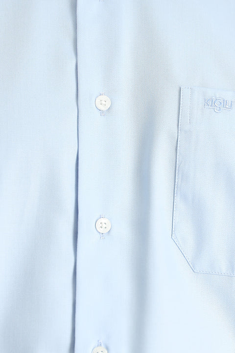 Uçuk Mavi Uzun Kol Non Iron Saten Klasik Cepli Pamuklu Gömlek