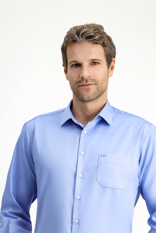  Açık Mavi Uzun Kol Non Iron Saten Klasik Pamuklu Gömlek