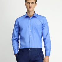 Koyu Mavi  Uzun Kol Non Iron Saten Klasik Cepli Pamuklu Gömlek