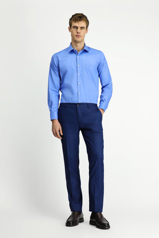  Koyu Mavi  Uzun Kol Non Iron Saten Klasik Cepli Pamuklu Gömlek