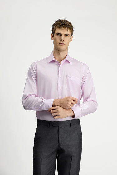 Toz Pembe Uzun Kol Non Iron Saten Klasik Cepli Pamuklu Gömlek