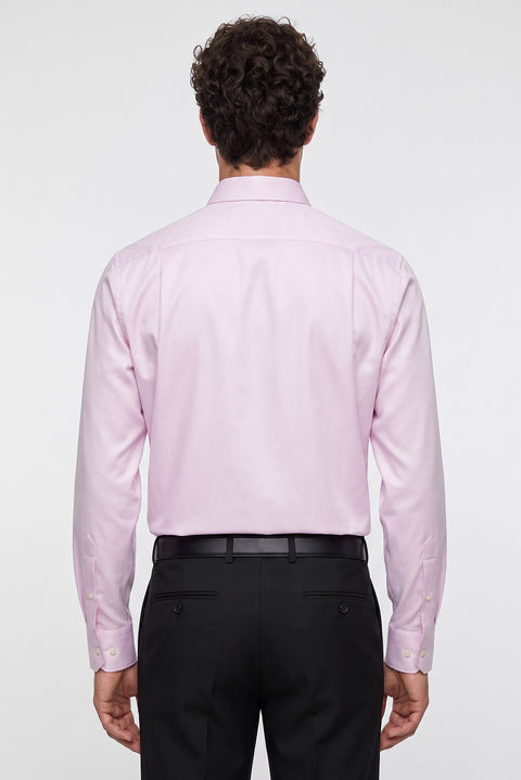 Toz Pembe Uzun Kol Non Iron Saten Klasik Cepli Pamuklu Gömlek