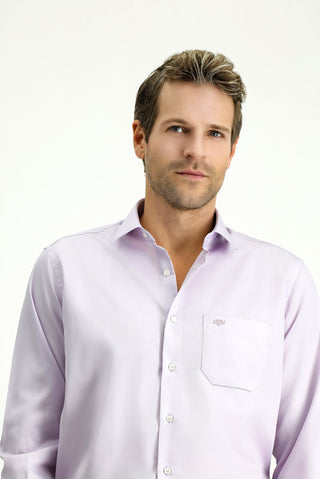  Lila Uzun Kol Non Iron Saten Klasik Pamuklu Gömlek