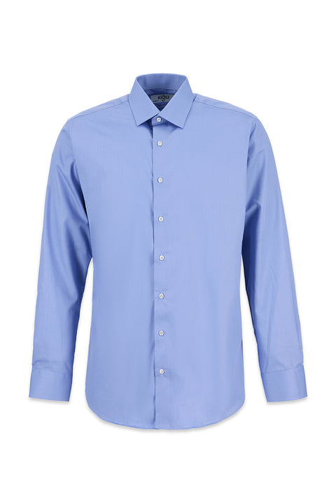 Açık Mavi Uzun Kol Non Iron Ütü Gerektirmeyen Saten Regular Fit Klasik Pamuklu Gömlek