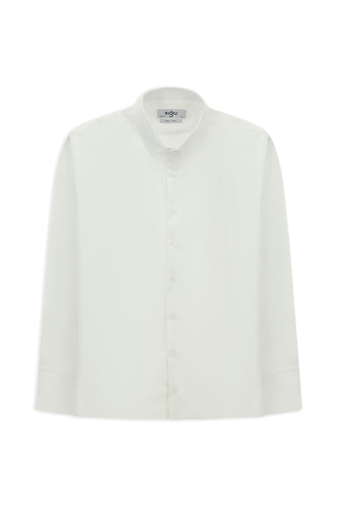 Beyaz Uzun Kol Non Iron Saten Klasik Pamuklu Gömlek