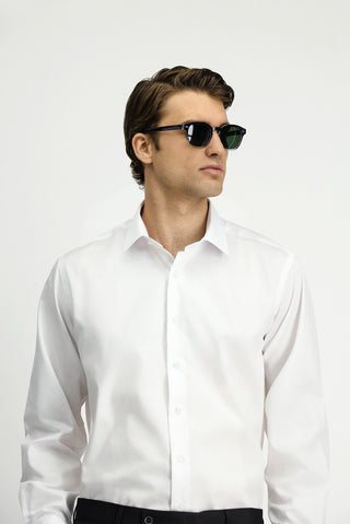  Beyaz Uzun Kol Non Iron Saten Klasik Pamuklu Gömlek