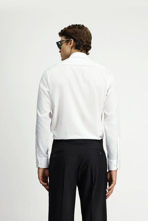 Beyaz Uzun Kol Non Iron Saten Klasik Pamuklu Gömlek