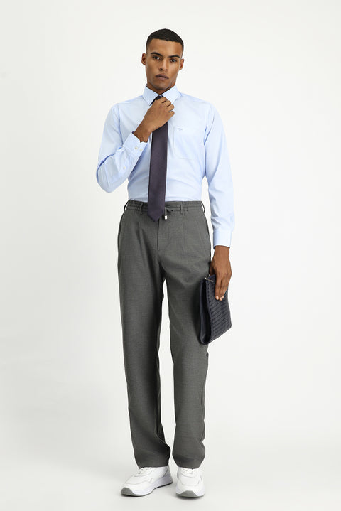 Açık Mavi Uzun Kol Klasik Pamuklu Gömlek