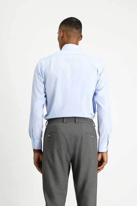 Açık Mavi Uzun Kol Klasik Pamuklu Gömlek