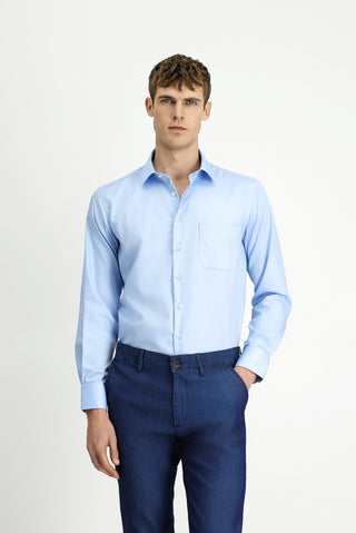  Uçuk Mavi Uzun Kol Klasik Non Iron Pamuklu Gömlek