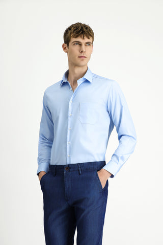  Uçuk Mavi Uzun Kol Klasik Non Iron Pamuklu Gömlek