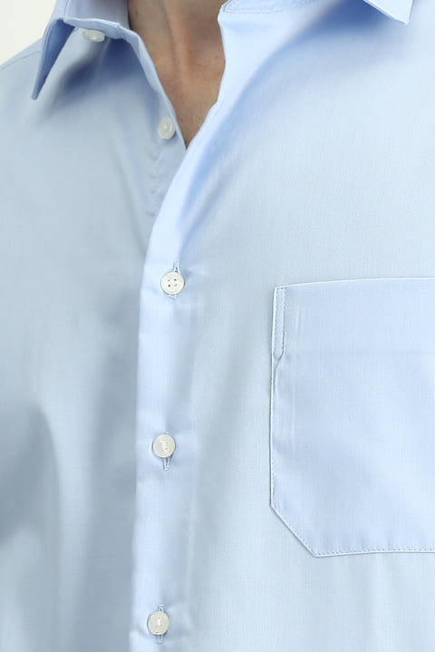 Uçuk Mavi Uzun Kol Klasik Non Iron Pamuklu Gömlek