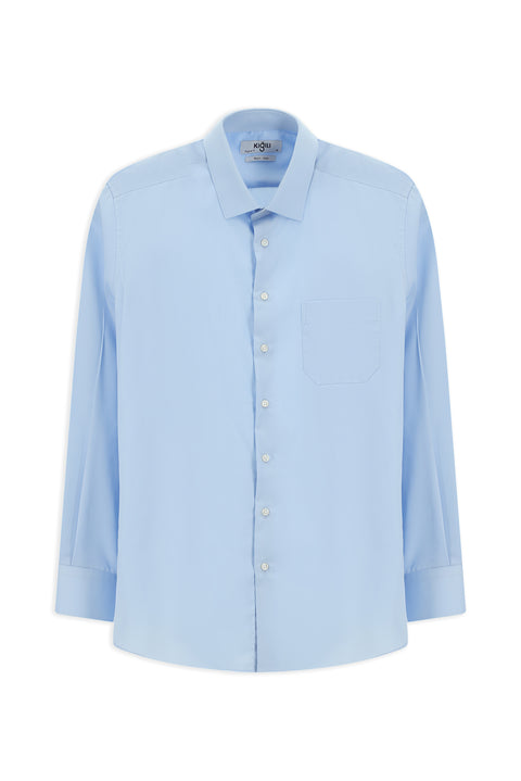 Uçuk Mavi Uzun Kol Klasik Non Iron Pamuklu Gömlek