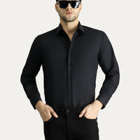 Siyah Uzun Kol Regular Fit Non Iron Ütü Gerektirmeyen Pamuklu Gömlek