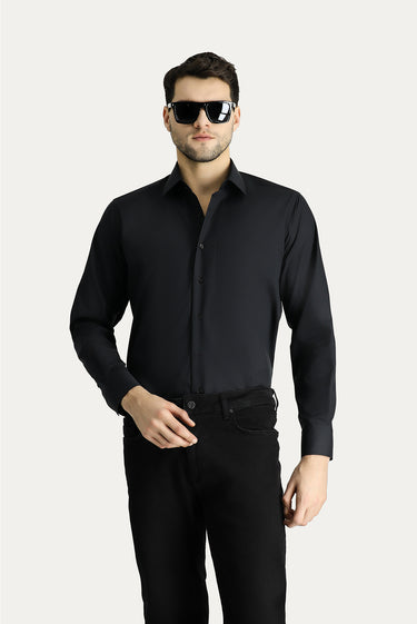  Siyah Uzun Kol Regular Fit Non Iron Ütü Gerektirmeyen Pamuklu Gömlek