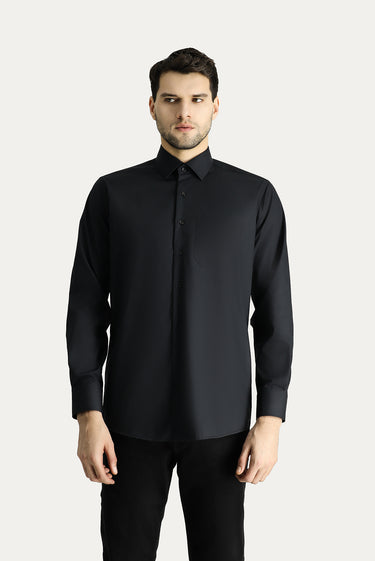  Siyah Uzun Kol Regular Fit Non Iron Ütü Gerektirmeyen Pamuklu Gömlek