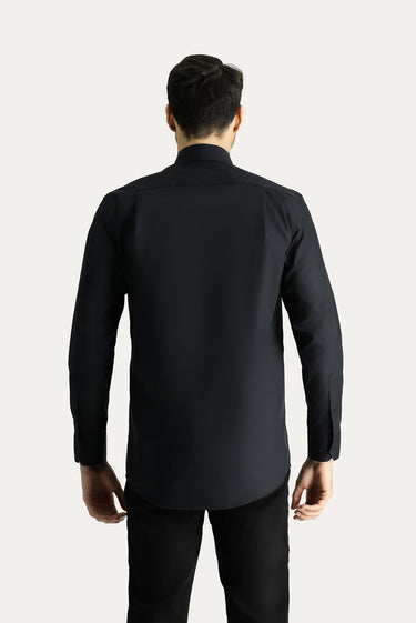 Siyah Uzun Kol Regular Fit Non Iron Ütü Gerektirmeyen Pamuklu Gömlek