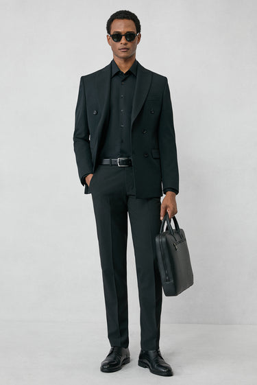 Siyah Uzun Kol Regular Fit Klasik Yaka Cepli Pamuklu Non Iron Ütü Gerektirmeyen Gömlek