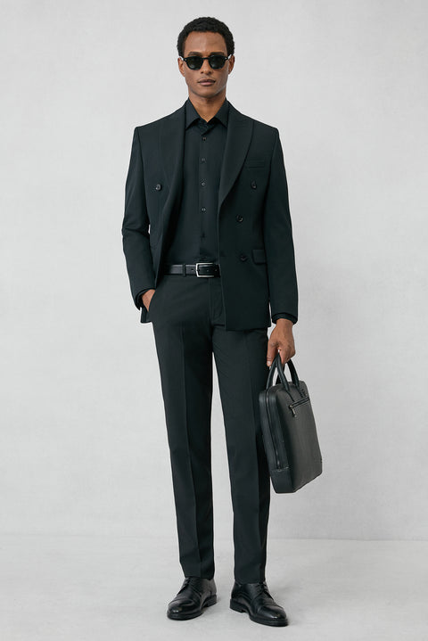 Siyah Uzun Kol Regular Fit Klasik Yaka Cepli Pamuklu Non Iron Ütü Gerektirmeyen Gömlek