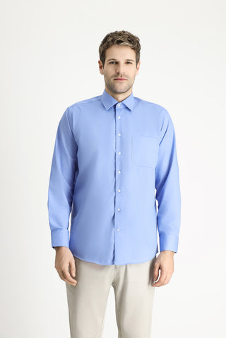  Aqua Mavisi Uzun Kol Regular Fit Non Iron Ütü Gerektirmeyen Pamuklu Gömlek