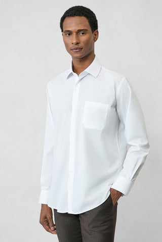  Beyaz Uzun Kol Regular Fit Klasik Yaka Cepli Pamuklu Non Iron Ütü Gerektirmeyen Gömlek