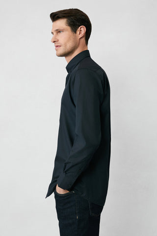  Siyah Uzun Kol Regular Fit Non Iron Ütü Gerektirmeyen Pamuklu Düğmeli Yaka Gömlek