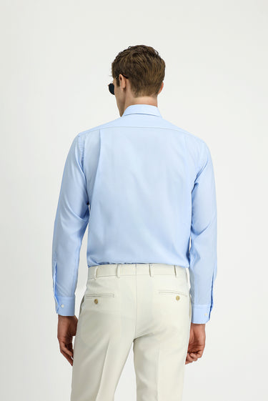 Uçuk Mavi Uzun Kol Regular Fit Non Iron Ütü Gerektirmeyen Pamuklu Düğmeli Yaka Gömlek