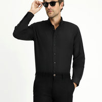 Siyah Uzun Kol Regular Fit Düğmeli Yaka Pamuklu Kolay Ütülenebilir 4 Mevsim Oxford Gömlek
