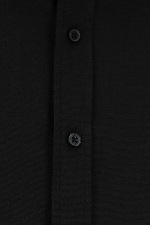 Siyah Uzun Kol Regular Fit Düğmeli Yaka Pamuklu Kolay Ütülenebilir Oxford 4 Mevsim Gömlek