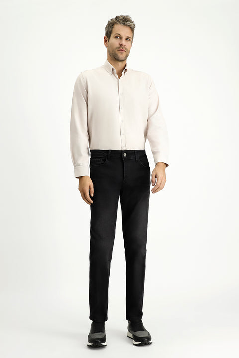 Orta Bej Uzun Kol Regular Fit Düğmeli Yaka Pamuklu Kolay Ütülenebilir Oxford 4 Mevsim Gömlek