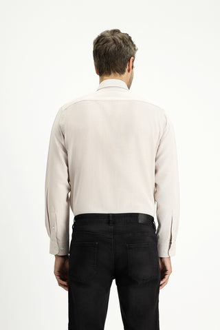  Orta Bej Uzun Kol Regular Fit Düğmeli Yaka Pamuklu Kolay Ütülenebilir 4 Mevsim Oxford Gömlek