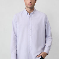 Lila Uzun Kol Regular Fit Düğmeli Yaka Pamuklu Kolay Ütülenebilir Oxford 4 Mevsim Gömlek