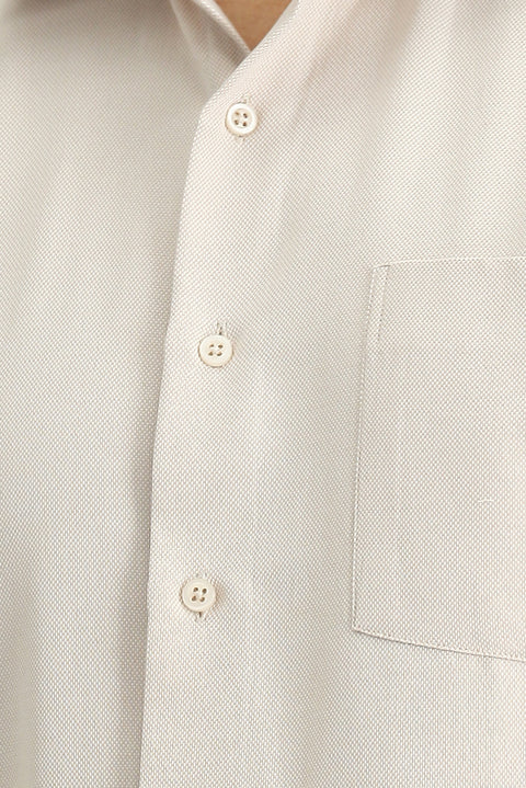 Orta Bej Uzun Kol Regular Fit Klasik Yaka Pamuklu Kolay Ütülenebilir Cepli Oxford 4 Mevsim Gömlek