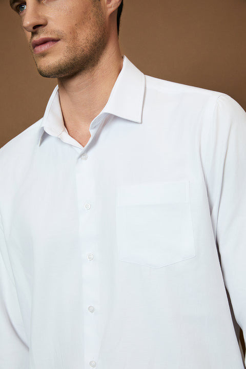 Beyaz Uzun Kol Regular Fit Klasik Yaka Pamuklu Kolay Ütülenebilir Cepli Oxford 4 Mevsim Gömlek
