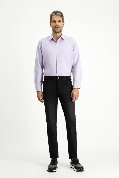 Lila Uzun Kol Regular Fit Klasik Yaka Pamuklu Kolay Ütülenebilir Cepli Oxford 4 Mevsim Gömlek