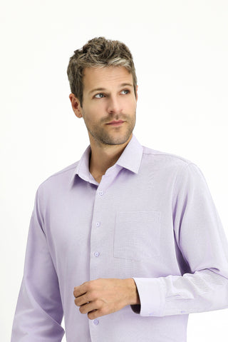  Lila Uzun Kol Regular Fit Klasik Yaka Pamuklu Kolay Ütülenebilir 4 Mevsim Oxford Gömlek