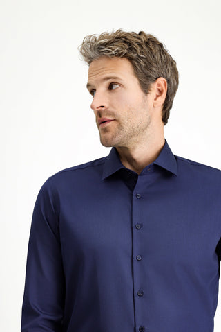  Koyu Lacivert Uzun Kol Slim Fit Dar Kesim Klasik Pamuk Gömlek