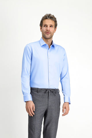  Açık Mavi Uzun Kol Slim Fit Dar Kesim Klasik Pamuk Gömlek