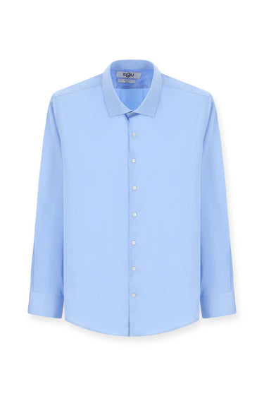 Açık Mavi Uzun Kol Slim Fit Dar Kesim Klasik Pamuk Gömlek