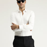 Beyaz Uzun Kol Slim Fit Dar Kesim Klasik Pamuk Gömlek