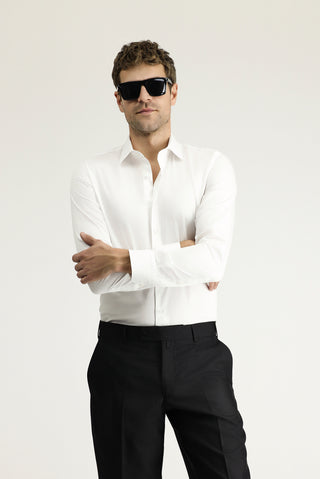  Beyaz Uzun Kol Slim Fit Dar Kesim Klasik Pamuk Gömlek