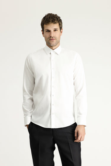  Beyaz Uzun Kol Slim Fit Dar Kesim Klasik Pamuk Gömlek
