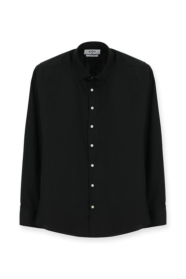 Siyah Uzun Kol Slim Fit Dar Kesim Klasik Pamuk Gömlek